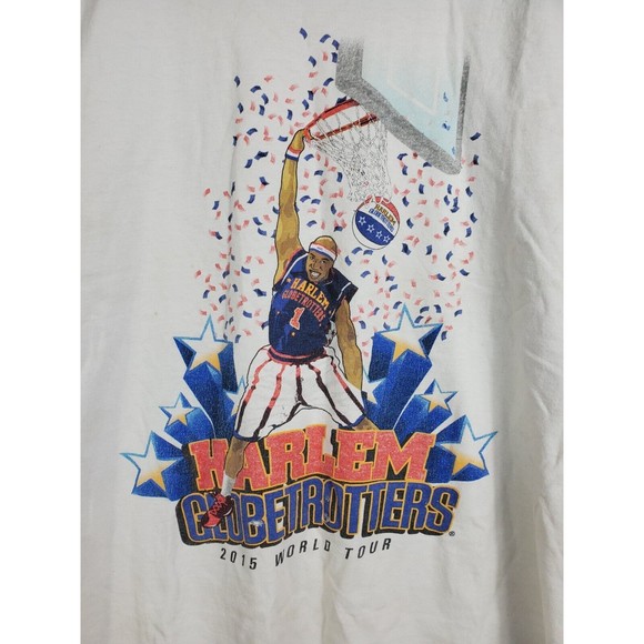 Harlem Globetrotters World Tour Shirt Size Large White Basketball Show Game VTG - Picture 2 of 10